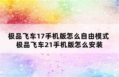 极品飞车17手机版怎么自由模式 极品飞车21手机版怎么安装